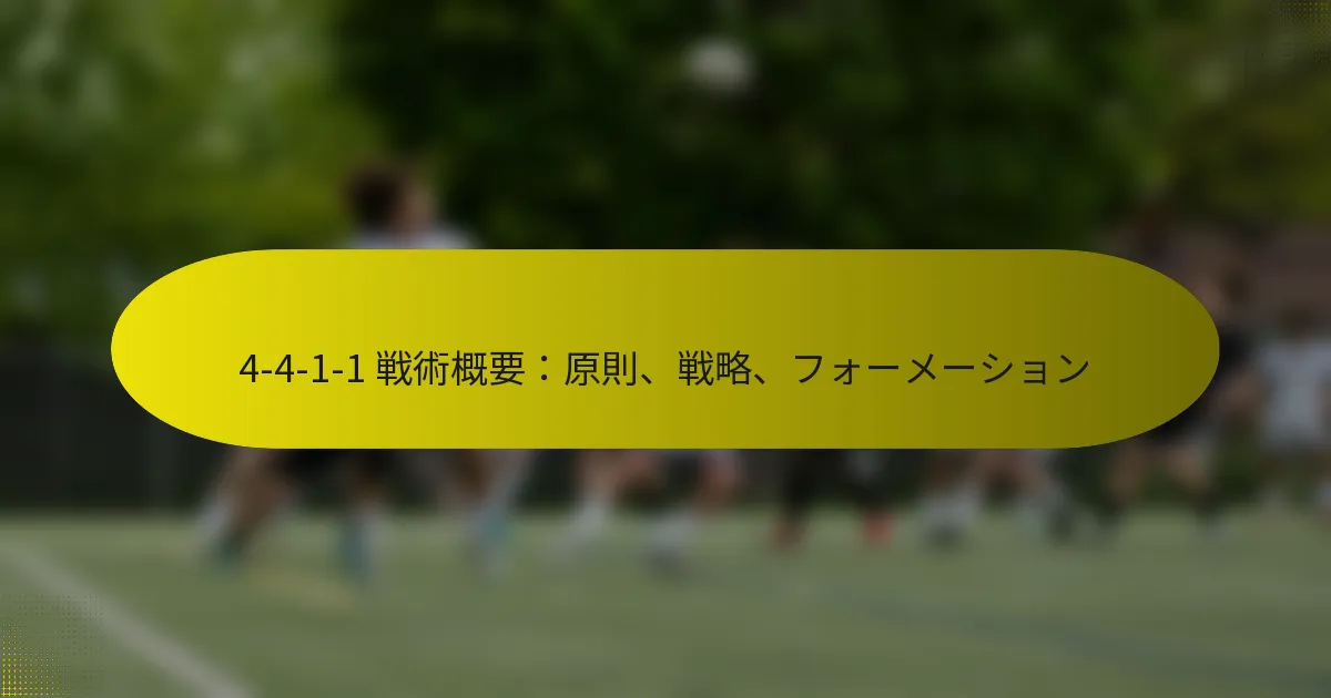 4-4-1-1 戦術概要：原則、戦略、フォーメーション